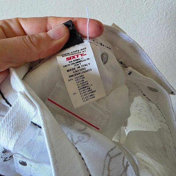 NWT Miss Sixty White And Black Tattoo Print Skinny Jeans With Zippers Size 25 - Picture 11 of 13